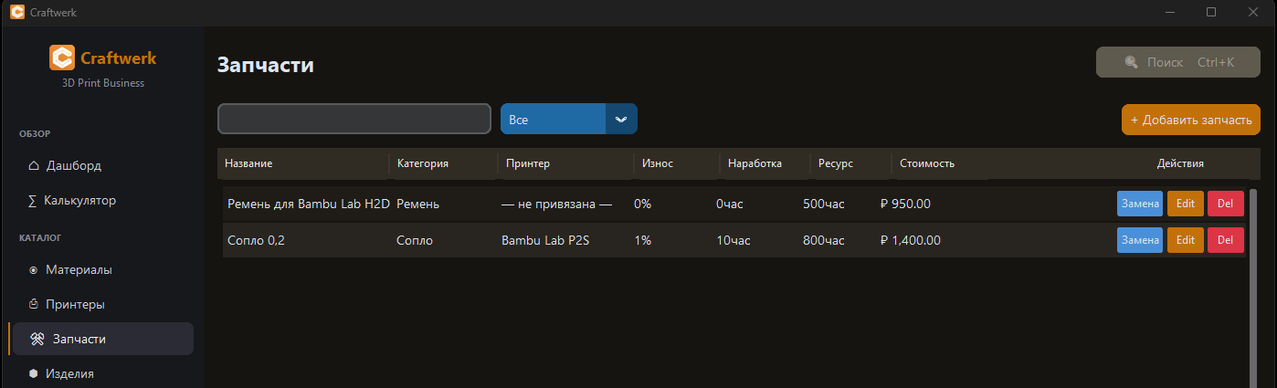 Запчасти и расходники
